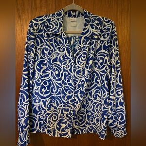 Vintage Bleyle Blue and White Patterned Blouse